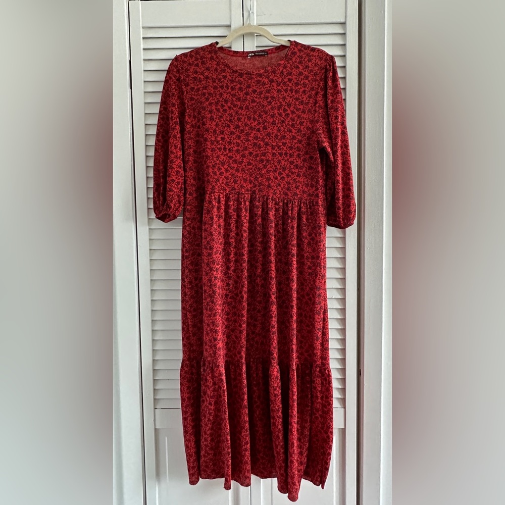 Zara Red Floral Maxi Dress